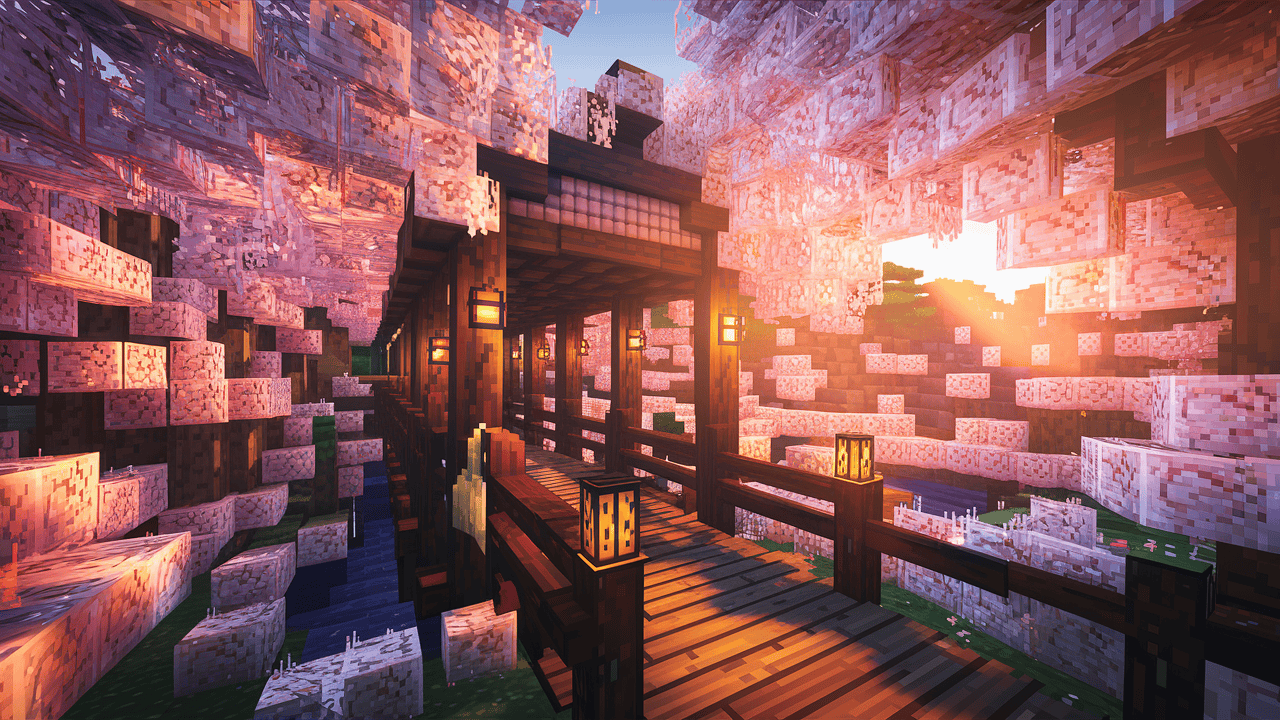 Minecraft Cherry Blossom Bridge