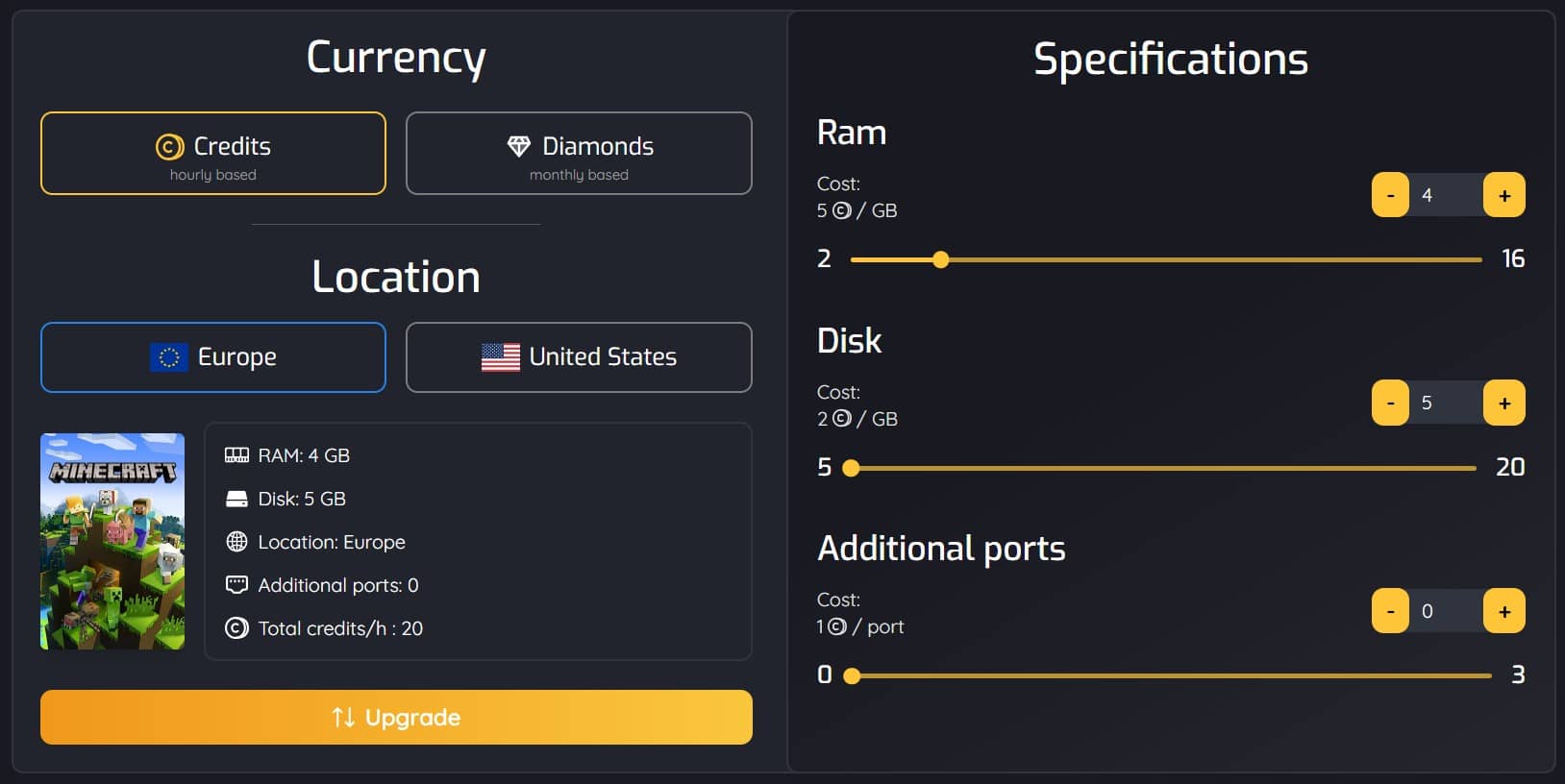 upgrade a Minecraft Server ram