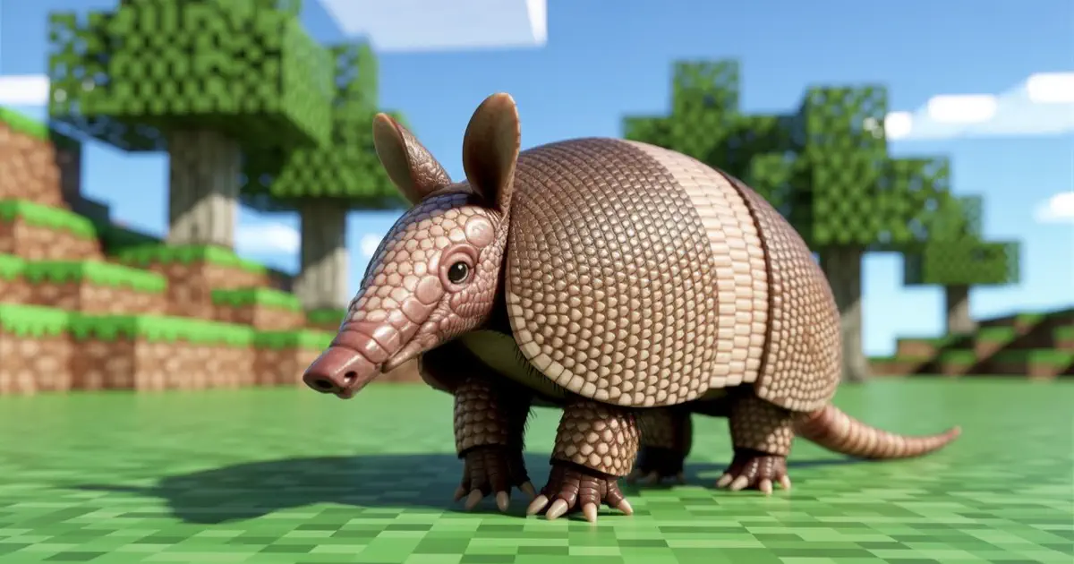What do Armadillos eat in Minecraft - Banner An armadillo in Minecraft