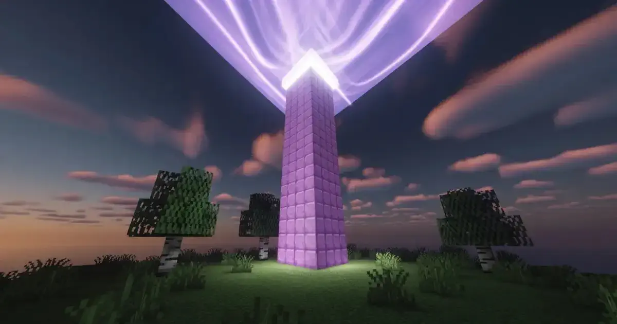 A fully powered Beacon with its beam reaching into the sky
