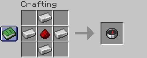 The compass craft recipe in a crafting table