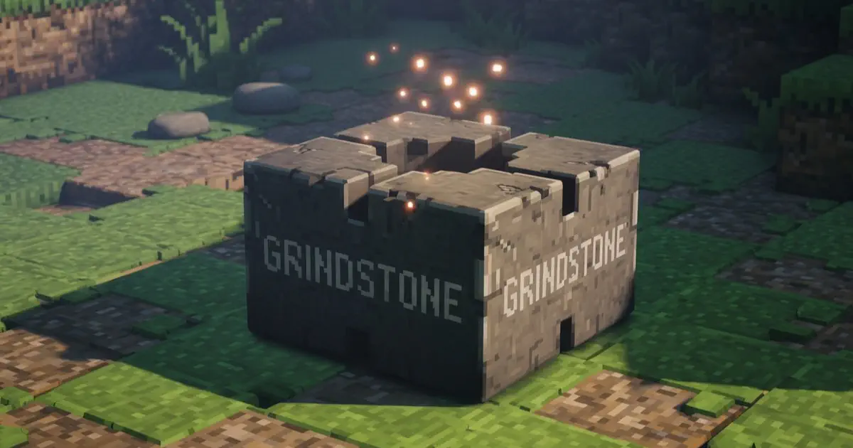 A Grindstone block in Minecraft