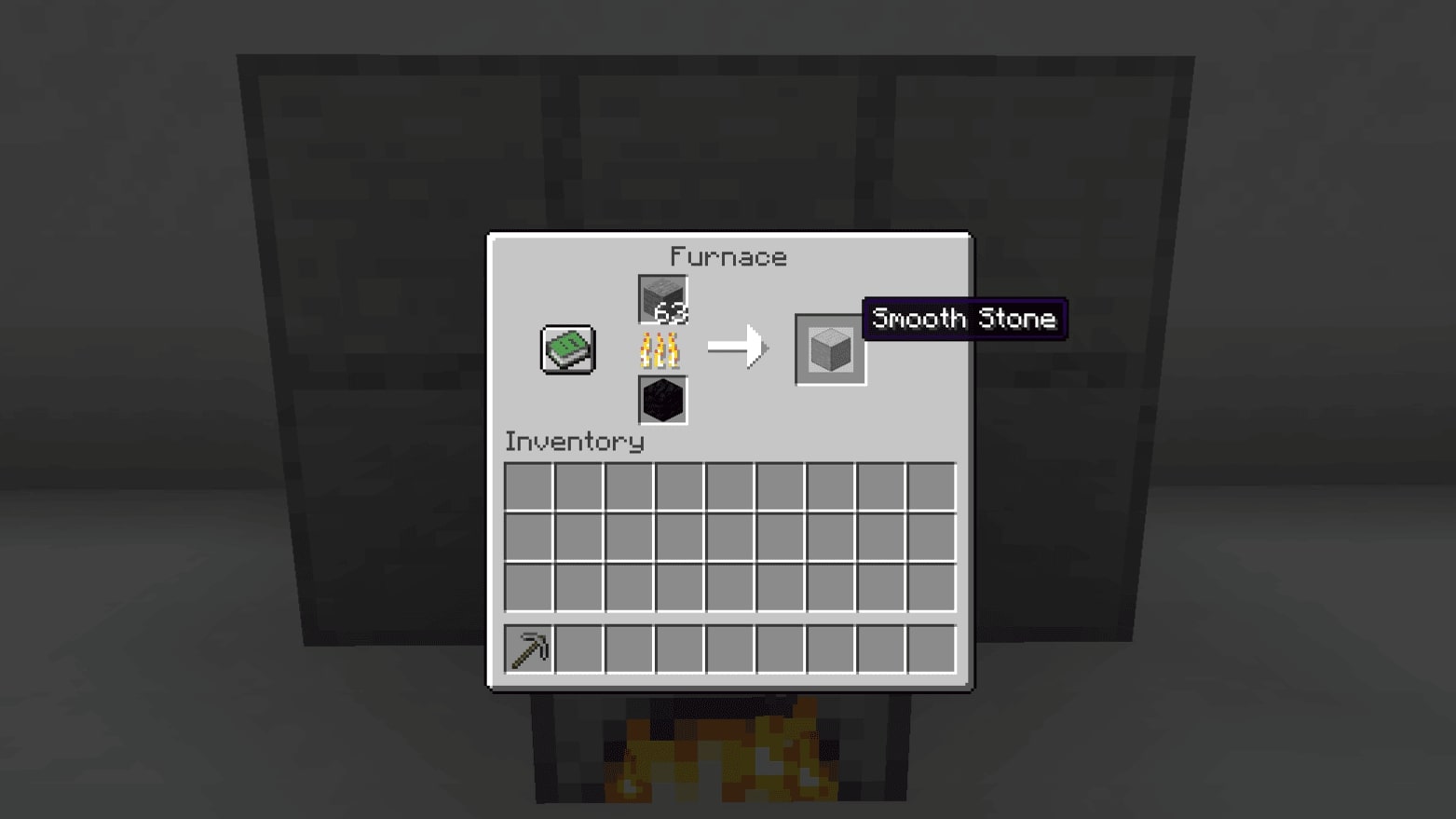 Stone turned in smooth stone in a minecraft furnace