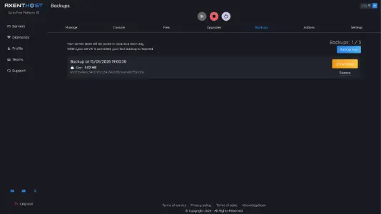 Backup Management Screenshot