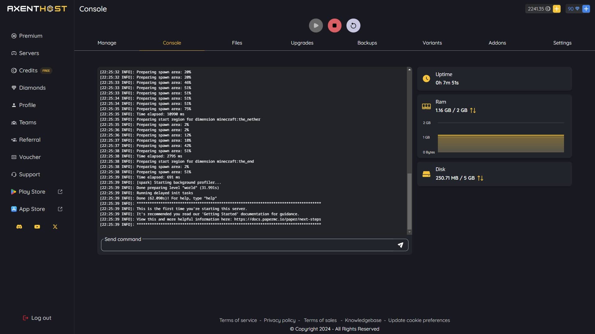 Administration Console Screenshot