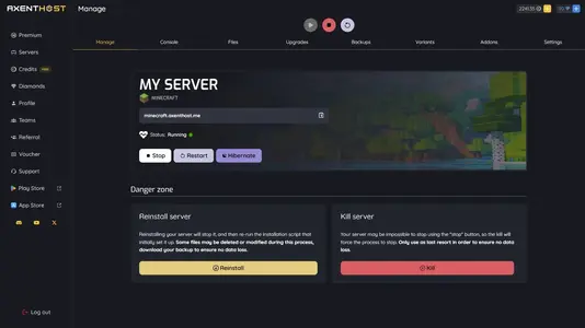 Dashboard Page Server Dashboard Screenshot