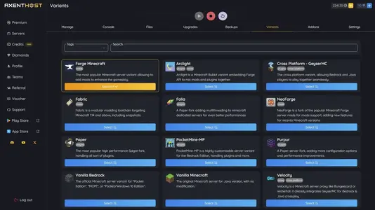 Variants Feature Server Dashboard Screenshot
