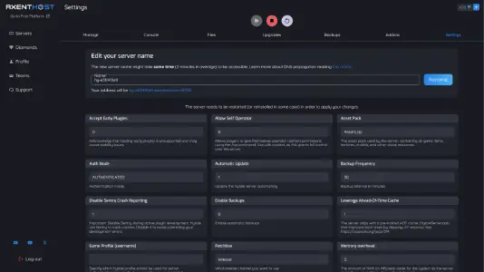 Server Settings Screenshot