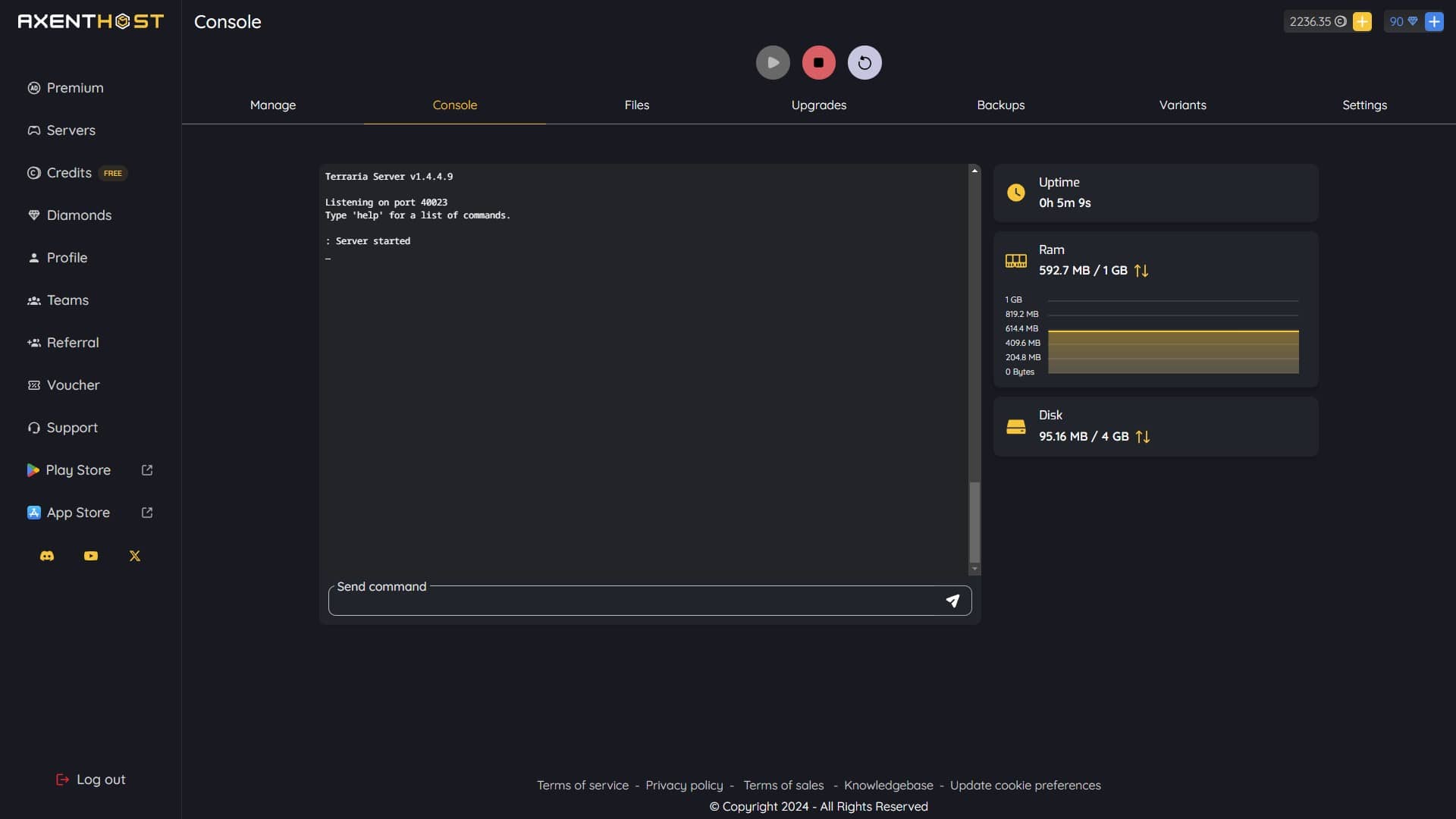 Administration Console Screenshot