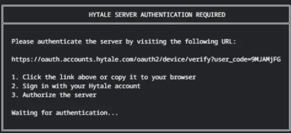 Hytale server authentication